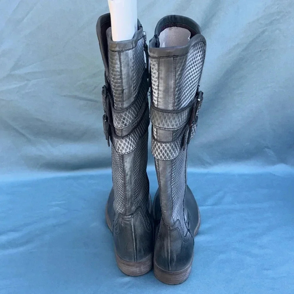 ROAN by Bed Stu women tall boot NWOT sz 6 /EU 36 gray distressed motorcycle moto - Picture 4 of 9